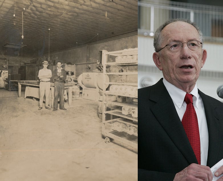 Vintage Lewis Bakeries factory interior and H. Dean Short, Chairman of the Board